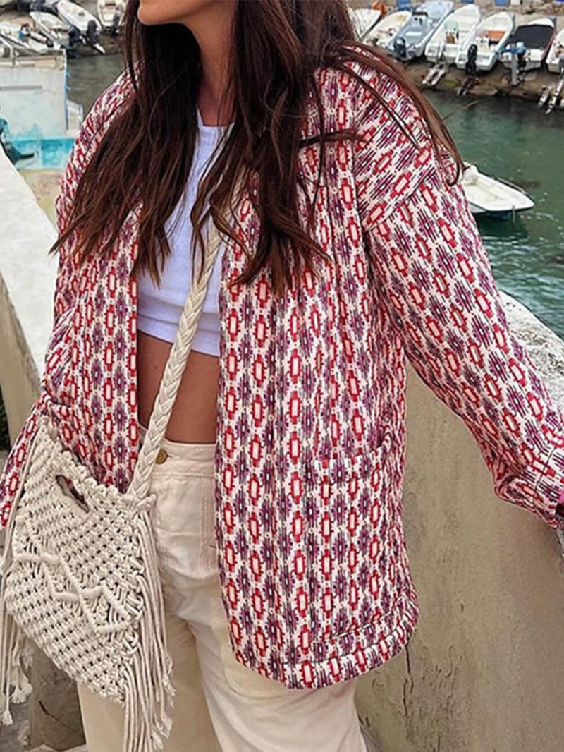 Zarif Baskılı Pamuklu Ceket