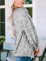 Leopar Desenli Kapalı Omuz Kazak Kazak