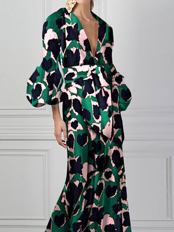 Seksi V Yaka Maxi Elbise