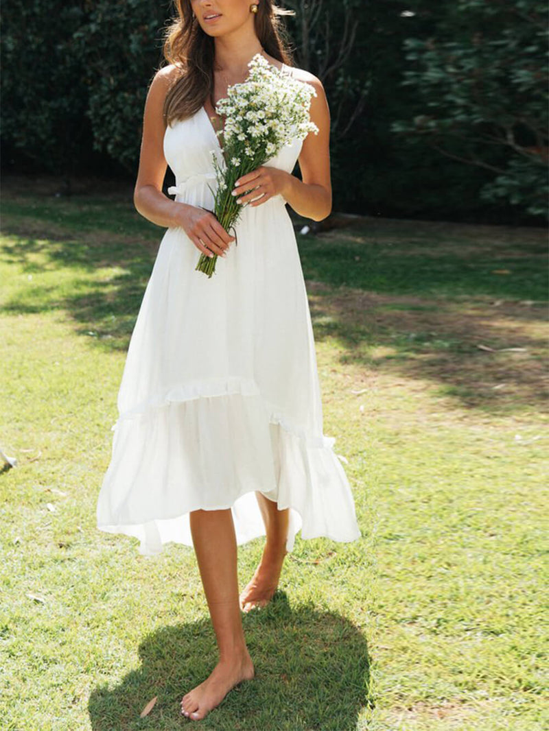 Şifon Fırfırlı Midi Elbise