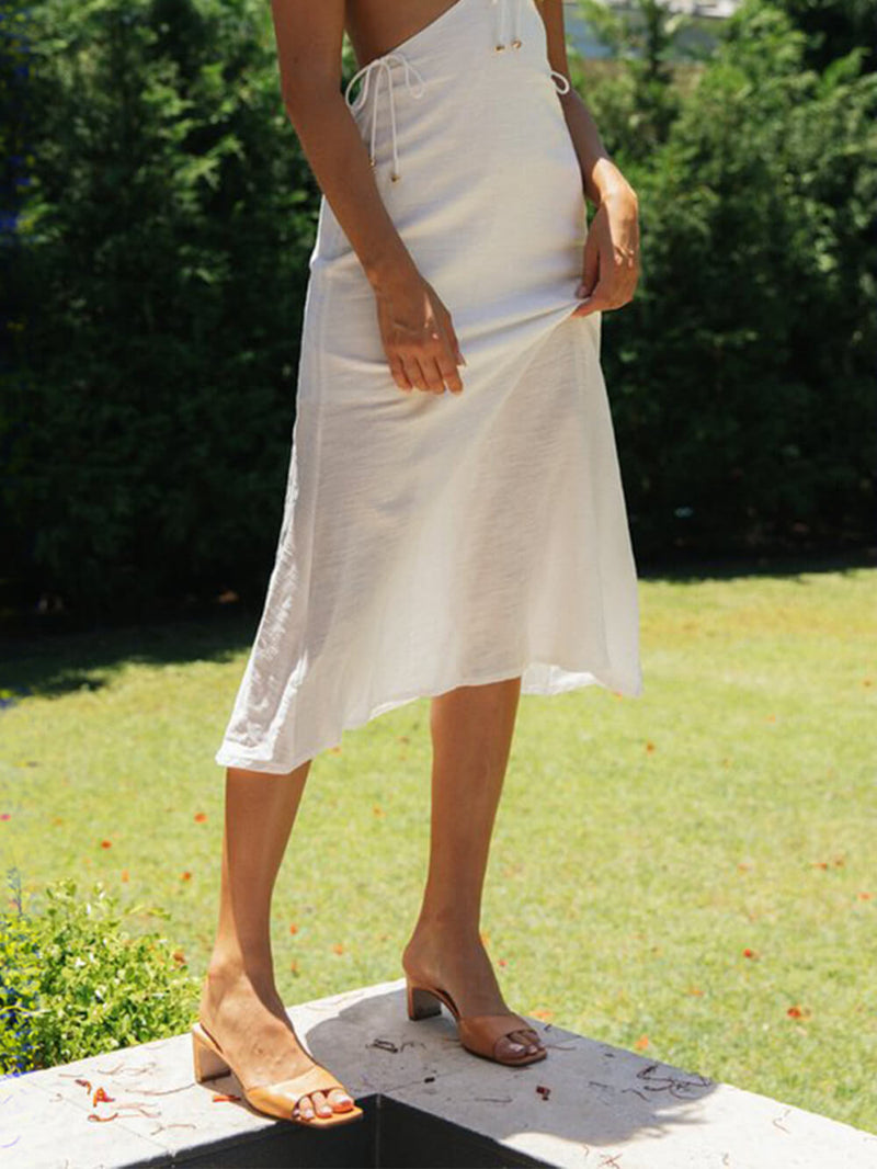 Şifon Fırfırlı Midi Elbise