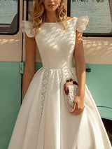 Düz Renk Zarif Puf Midi Elbise