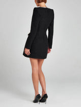 Zarif Kız Charm İnci Trim Yarık Kol Cep Mini Elbise