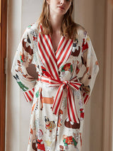 Noel Köpek Desenli Bornoz Seti