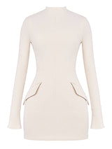 Vintage Krem Mini Elbise