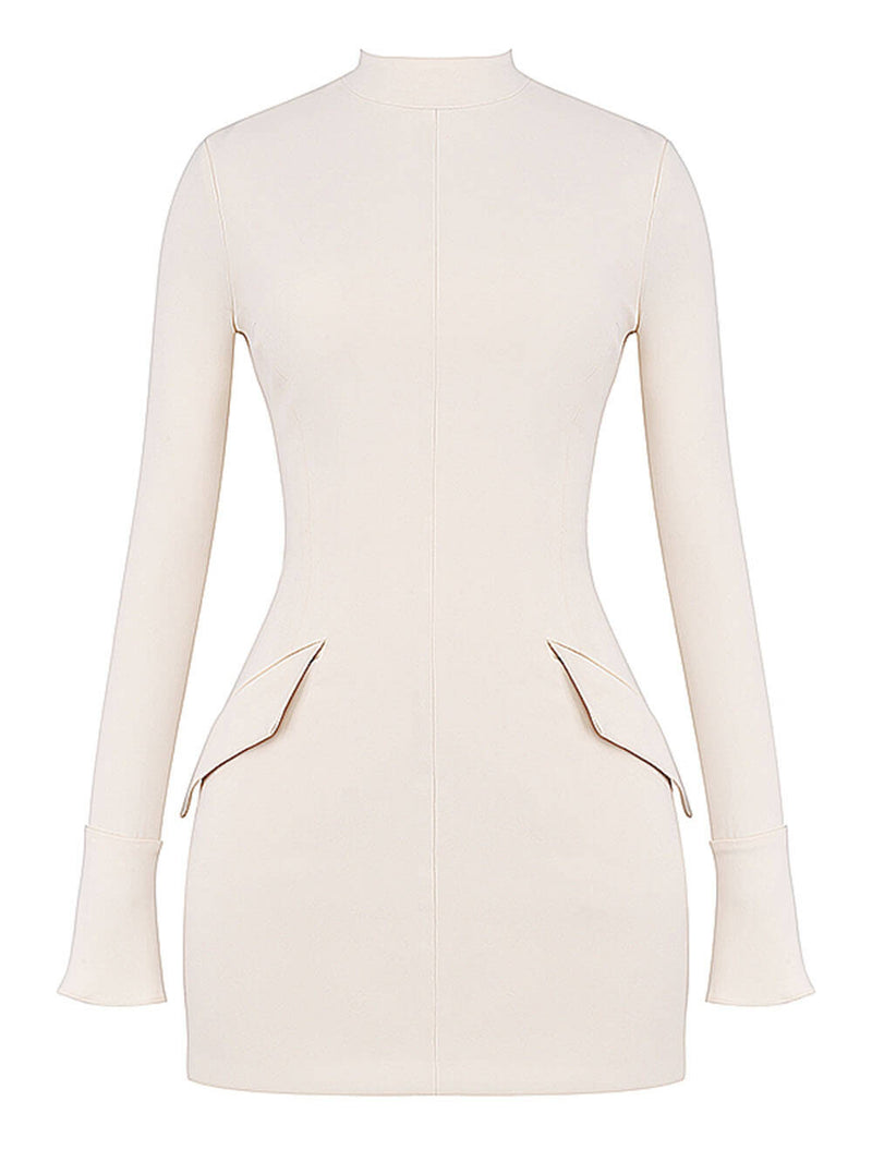 Vintage Krem Mini Elbise