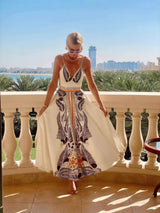 Backless Tie Elegant Print Dress