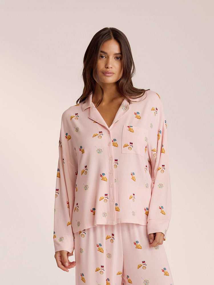 Food Print Pijama Takımı - Toz Pembe