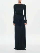 Glacier Asymmetrical Pleats Maxi Dress