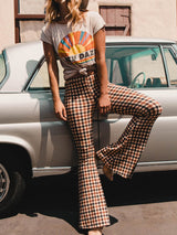 Çok Yönlü Günlük Ekose Bootcut Pantolon