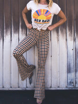 Çok Yönlü Günlük Ekose Bootcut Pantolon