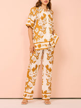 Çiçek Desenli Günlük Kısa Kollu Pantolon Takım