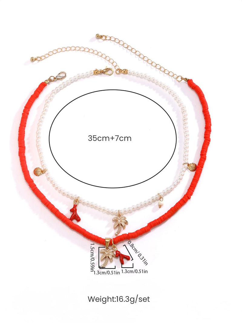 Tahiti Gün Batımı İnci Plaj Kolye Altın