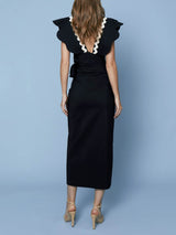 Zarif Kontrastlı Fırfırlı Üst