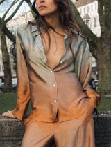 Zarif Tie-Dye Gradient Baskılı Gömlek