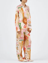 Benzersiz Baskılı Günlük Gömlek Üst ve Elastik Bel Bol Pantolon Takımı