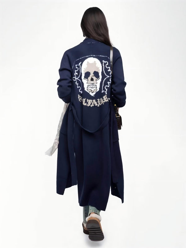 Intarsia Skull Long Cardigan