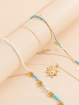 3 adet Güneş ve Çiçek Sahte İnci Boncuklu Kolye