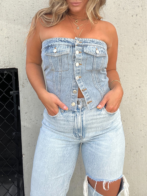 Brit Denim Korse Üst