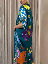 Benzersiz Baskı Elastik Bel Cepli Geniş Paça Pantolon Takım