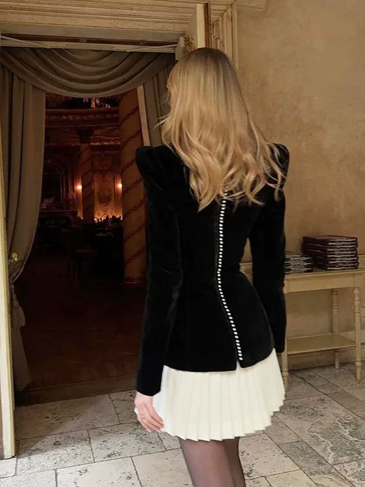 Kadife Plise Renk Bloklu Elbise