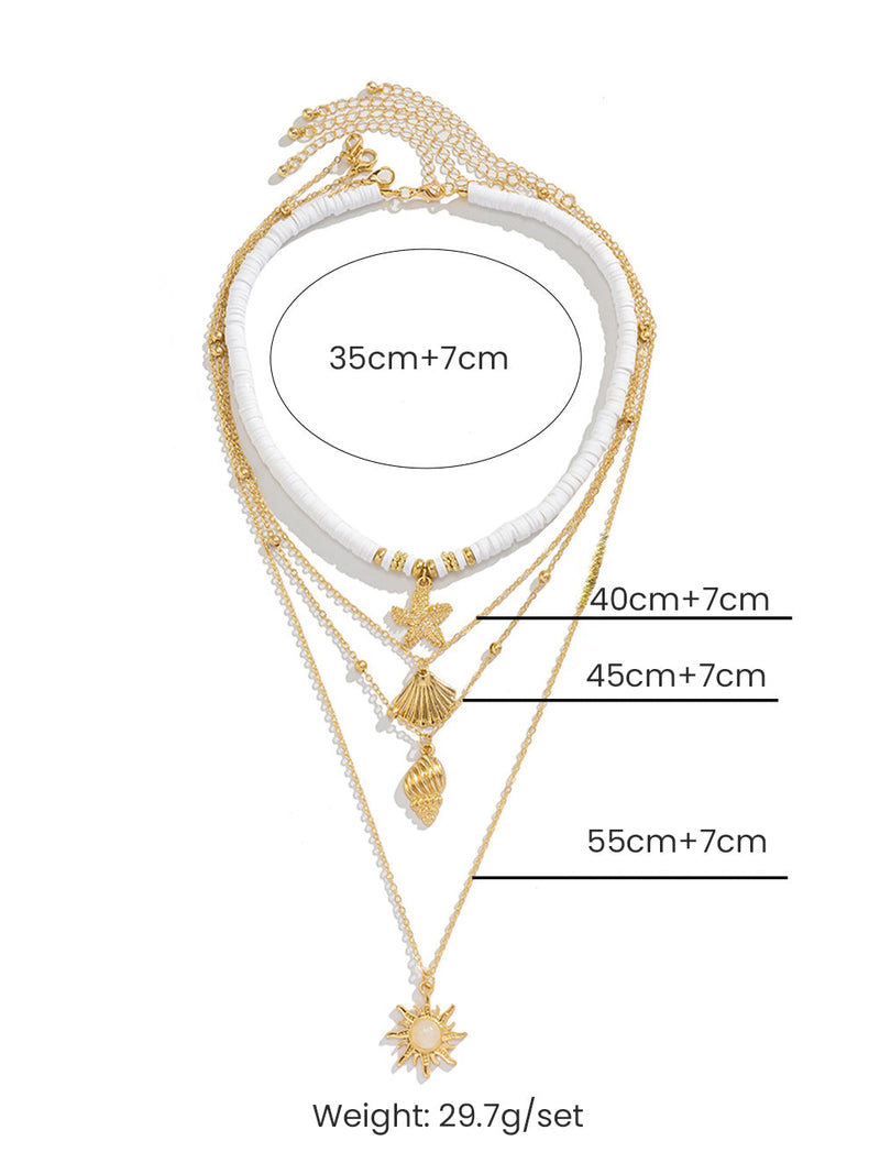 Güney Pasifik Kabuğu Denizyıldızı Çok Katmanlı Kolye Altın