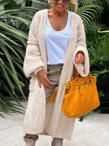 Günlük Cepli Büyük Beden Kalp Desenli Triko Hırka