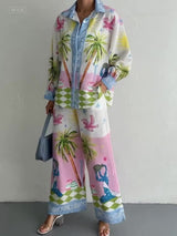 Beach-Inspired Palm Tree Pants Set