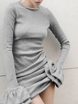 Çift Çan Kollu Mini Elbise