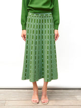 Green Floral Jacquard Skirt