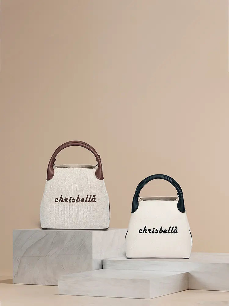 New High-End Letter Canvas Tote with Detachable Strap