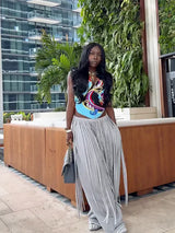 Grey Loose Fringe Pants