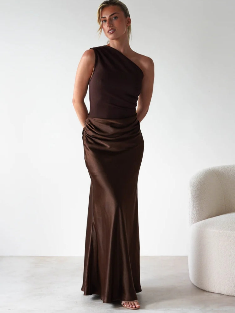 Asymmetric Neckline Sleeveless Dress