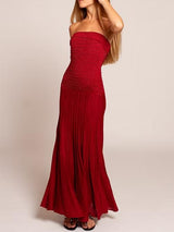 Ariel Wine Strapless Maxi Dress