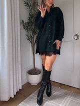 Büyük Beden Flanel Üst & Dantel Etek