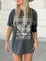 Gitar Sloganı Mektup Grafik Tişört