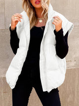 Moda Stand-up Yaka Banliyö Fermuar Cep Pamuk Yelek Ceket