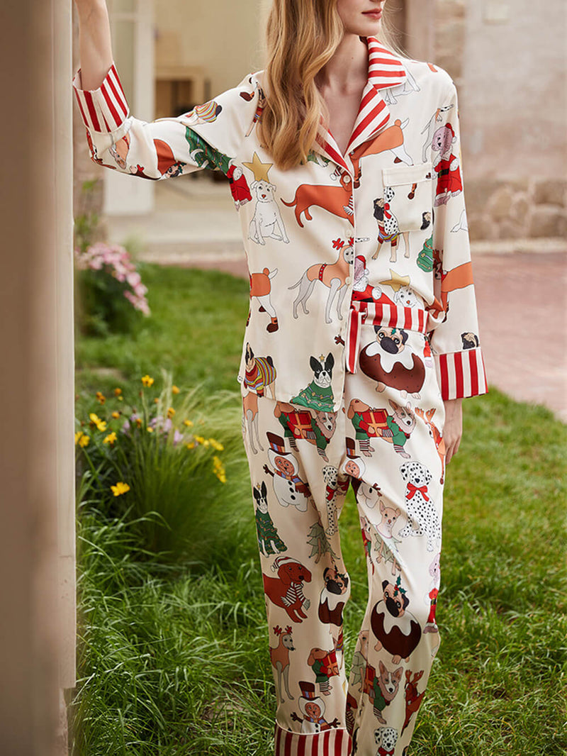 Noel Köpek Desenli Pijama Takımı