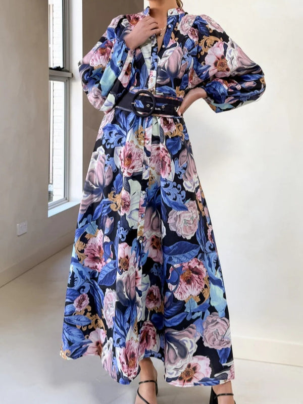 Relaxed Belted Puff Sleeve Dress