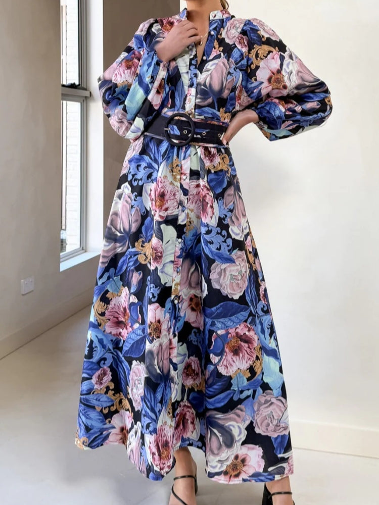 Relaxed Belted Puff Sleeve Dress