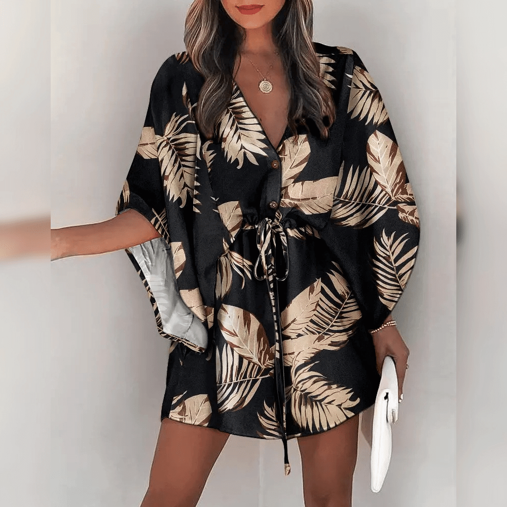 Kimono Detaylı Zarif Elbise
