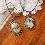 Reçine Preslenmiş Çiçek Kolyeler - Fransız Retro Menekşe ve Lobelia Erinus