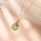 Reçine Preslenmiş Çiçek Kolyeler - Altın Varak Lale ve Eğreltiotları