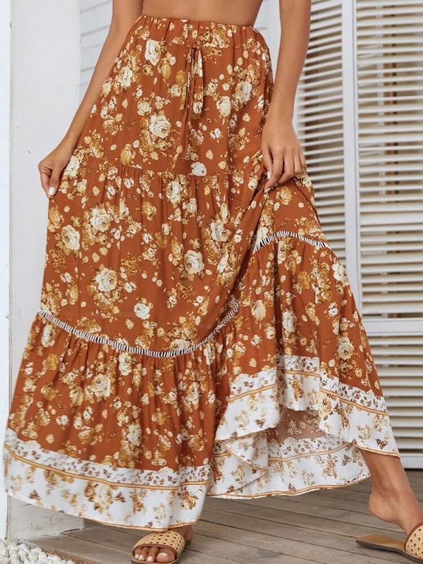 Turuncu Yüksek Bel Kuşgözü Detaylı Etek