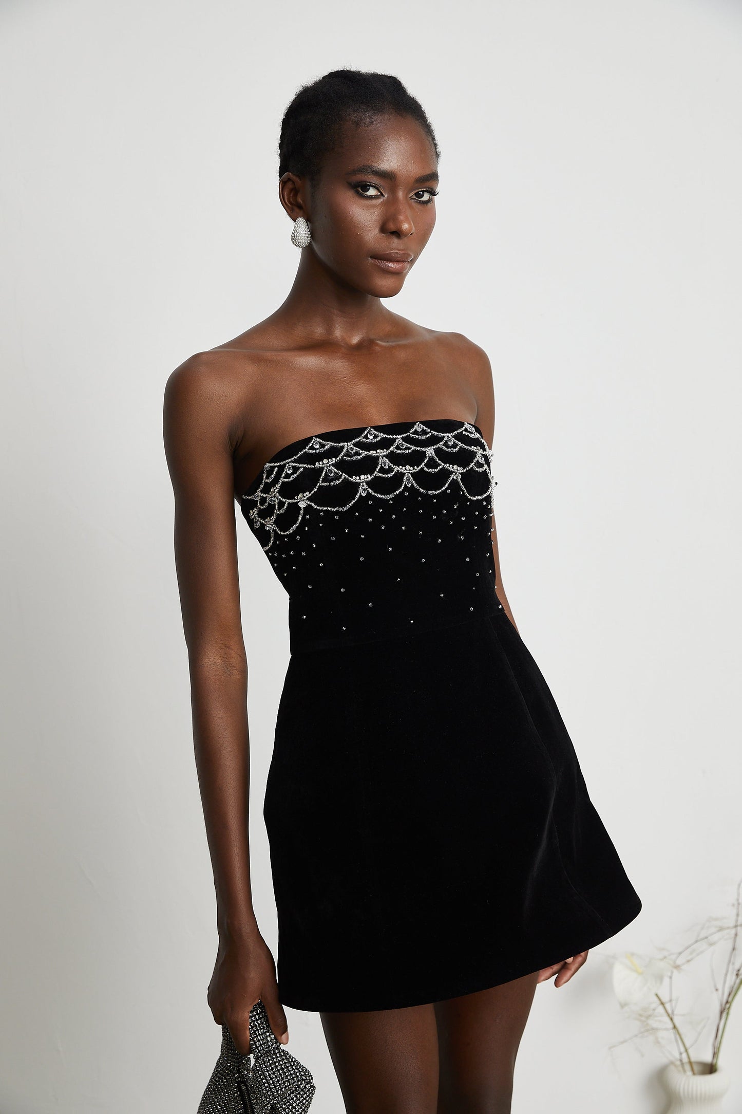 Sandrine kadife mini elbise