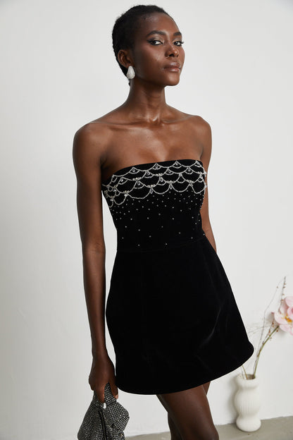 Sandrine kadife mini elbise