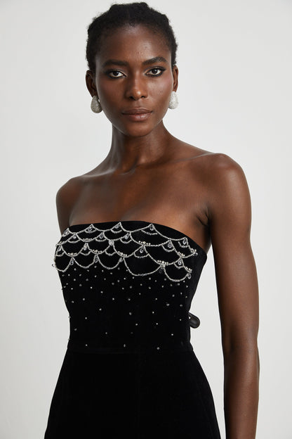 Sandrine kadife mini elbise
