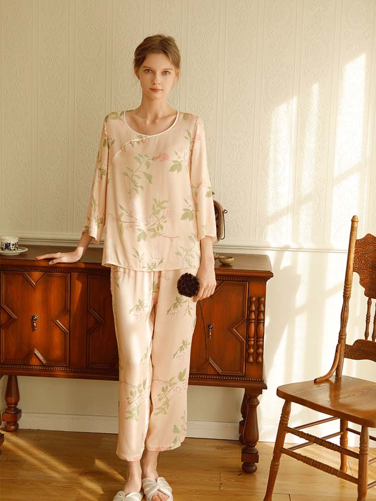 Yaz Saten Çiçek Baskı Seti