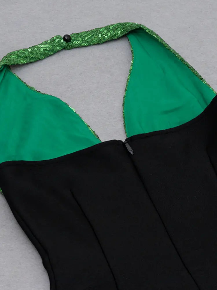 Seksi Hollow Sırt Açık Halter Bandaj Elbise