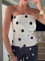 Downey Contrasting Polka Dots Pants Set